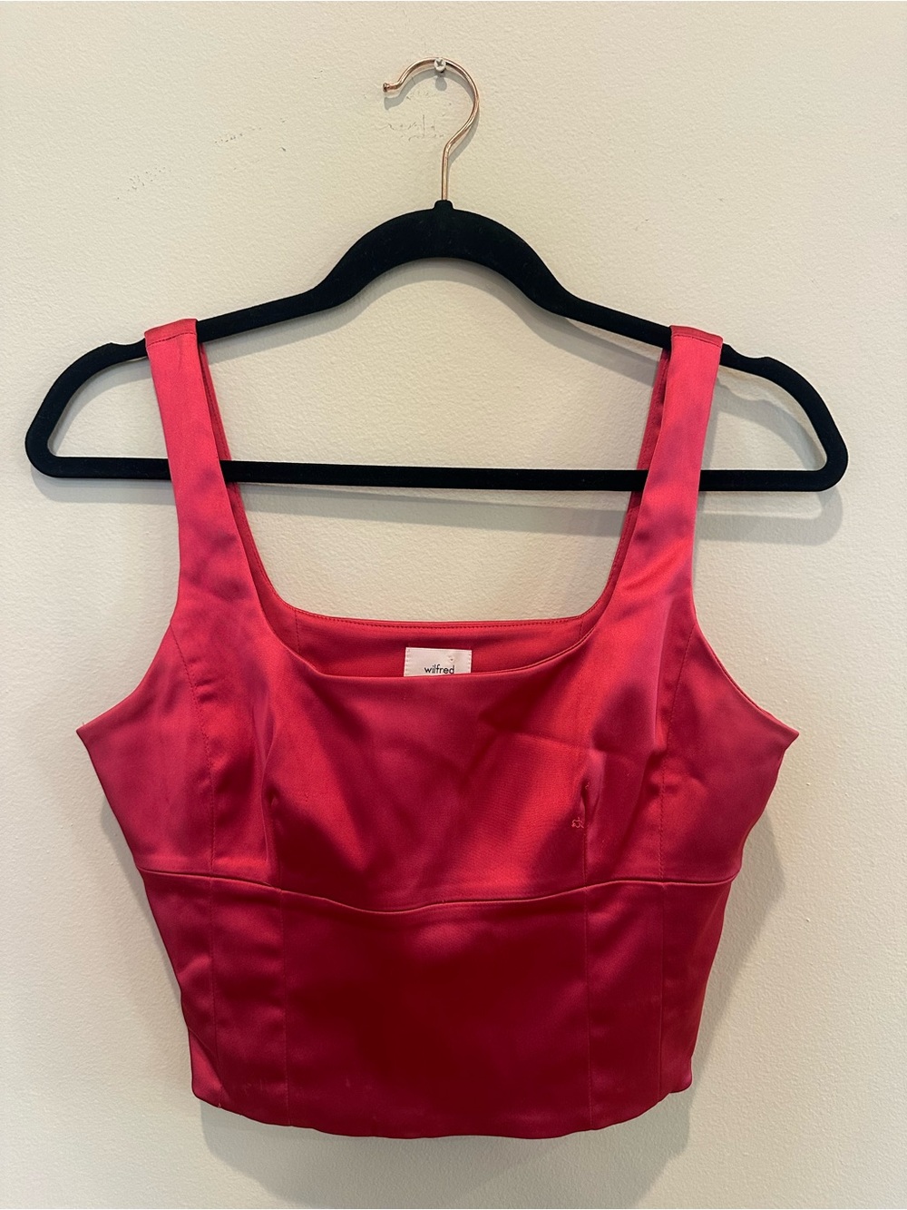 Wilfred Hot Pink Satin Cropped Bandeau Tank